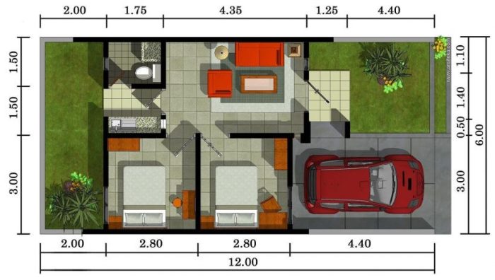 Desain interior rumah type 54 105