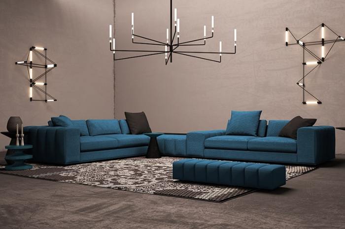 Blaues sofa wohnzimmer