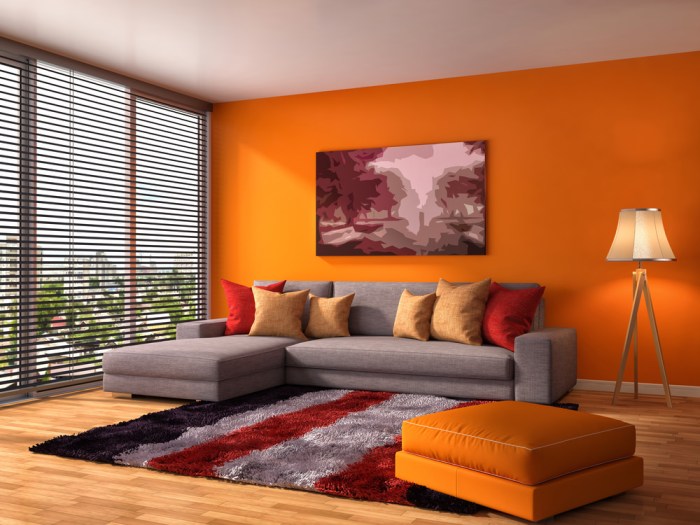 Wohnzimmer orange grau